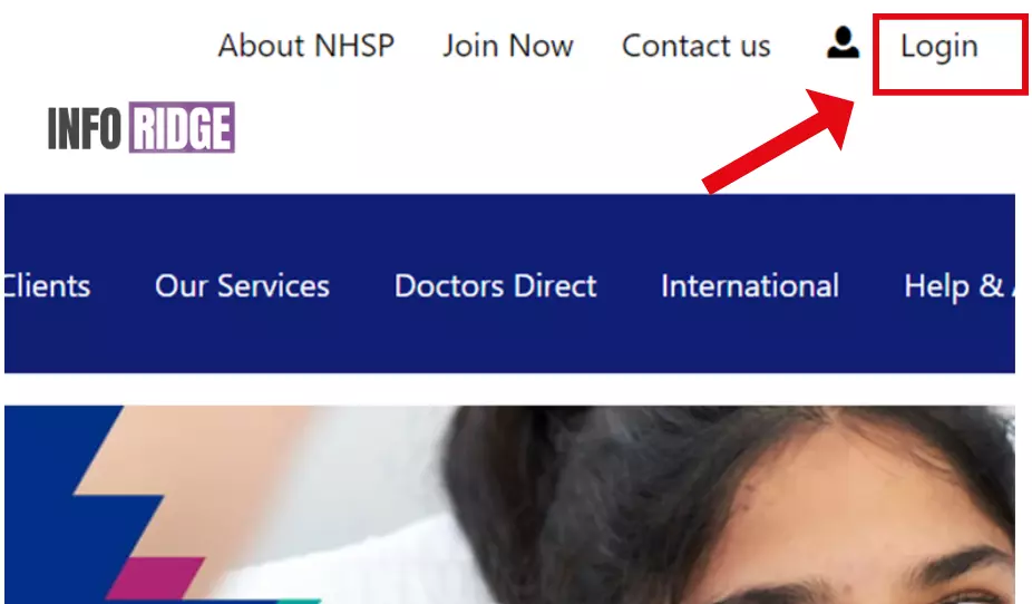 Click on login button on NHS professionals website