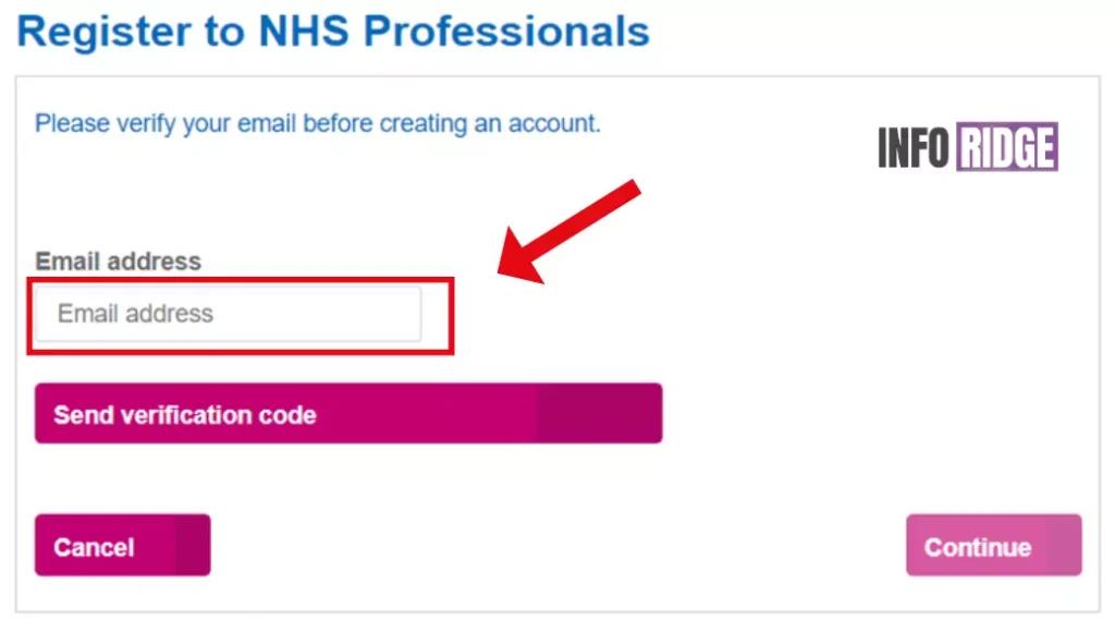 Enter your Email address on NHSP login page